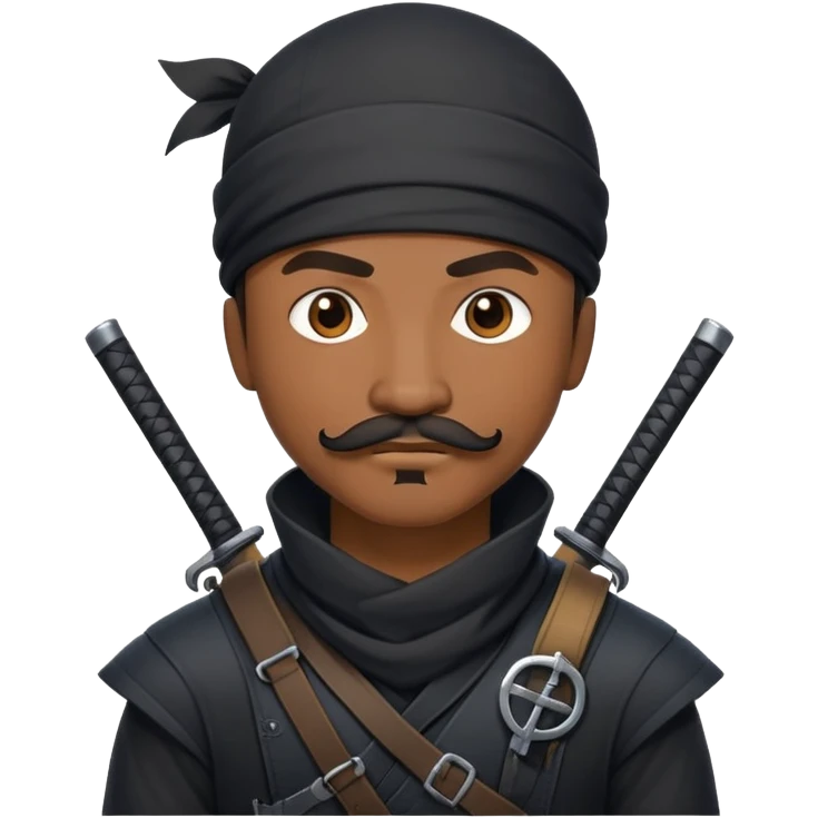 african-american web developer mustache mercenary black asymmetrical ninja hacker emoji