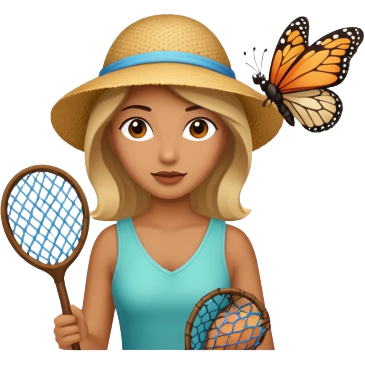 woman holding butterfly net emoji