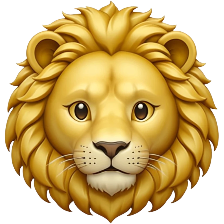 Pièce d’or ronde, style emoji, avec un grand “F” gravé au centre et la tête d’un lion détaillé en arrière‑plan, vue de face, design simple et lisible. emoji