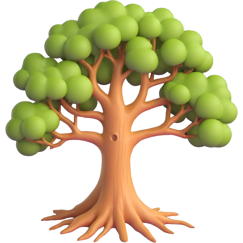 realistic tree with detailed bark texture and branches emoji