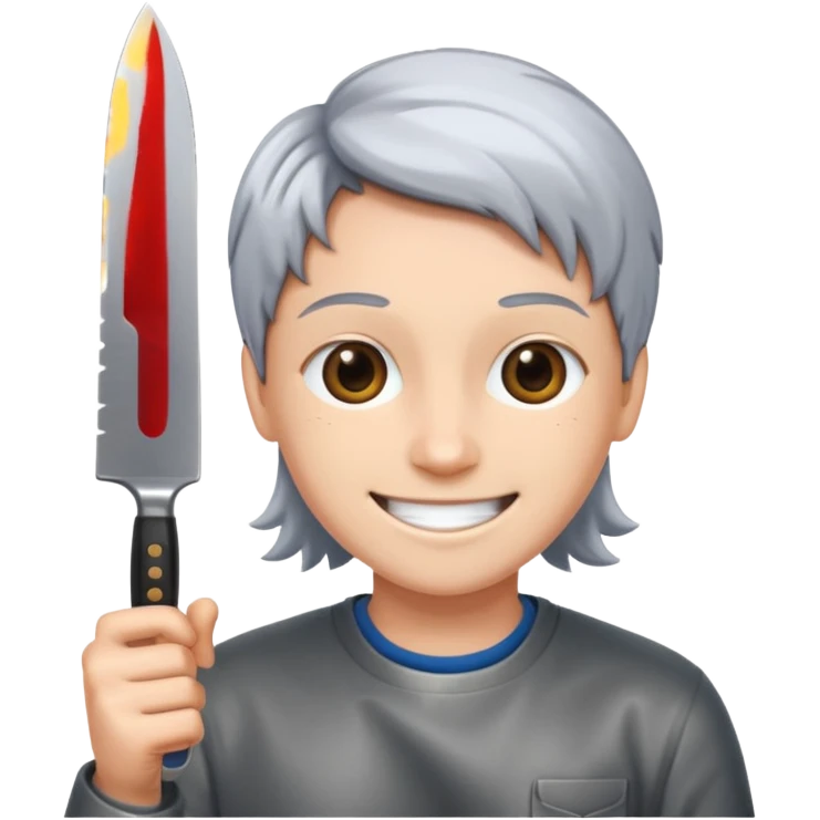 Smiling, holding a knife emoji