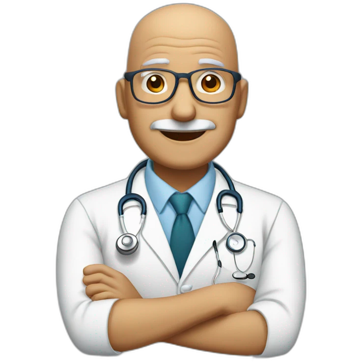 bald latin doctor with glasses elderly man without mustache emoji