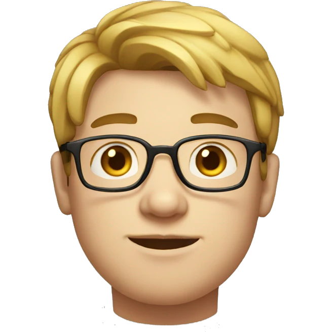 a young man with a fatter face, fair skin and glasses emoji