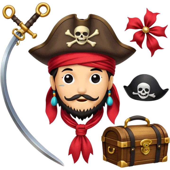 Je veux un tableau de stickers pour mon clan lak khawarizmi notre symbol est les pirat au chapeaux rouge , est un autre tableau de stickers écharpe de ton choix pour mon clan emoji