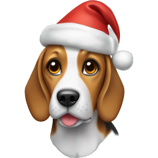 Beagle dog with a Christmas hat emoji