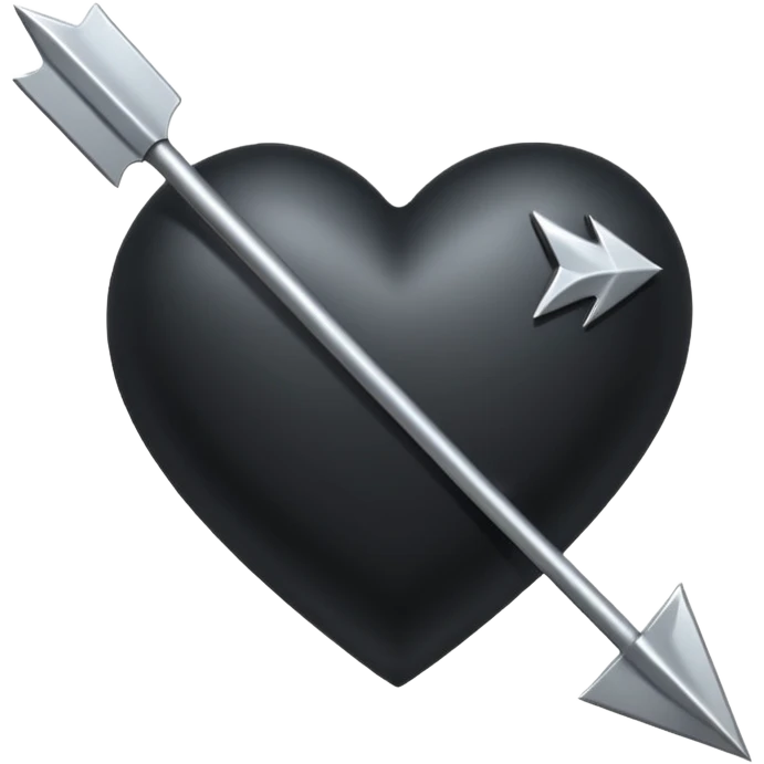 Black heart with cross arrow. Don't use red colour . Use normal Arrow which goes from one side and come out of other . Don't use fancy arrow. Make it that it goes from bottom right to come on top left. Don't use red colour  emoji