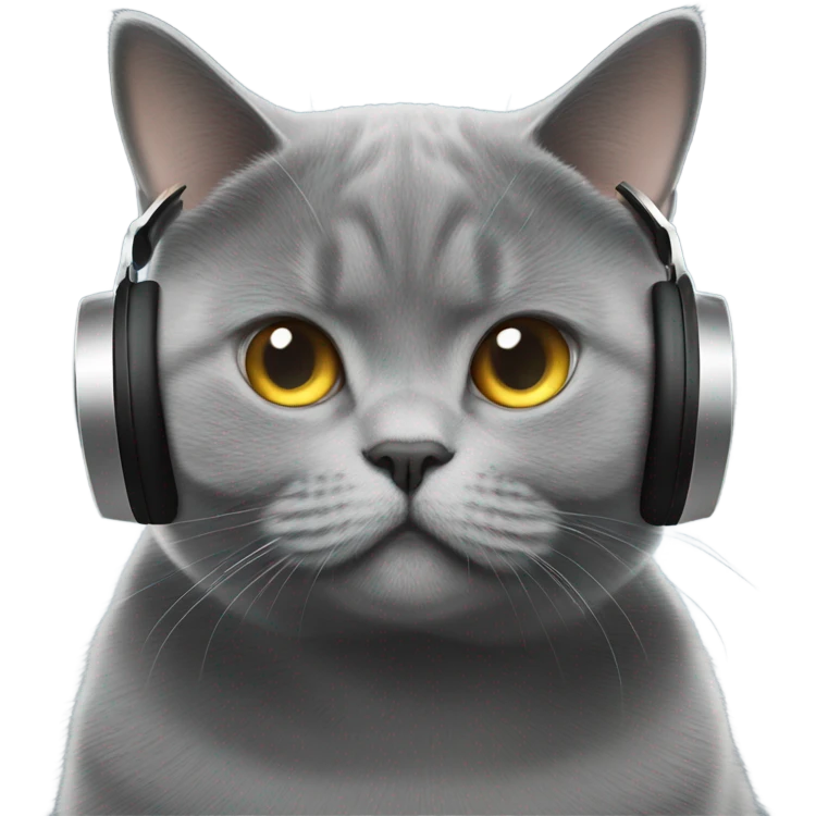 Gray British shorthair cat djing  emoji
