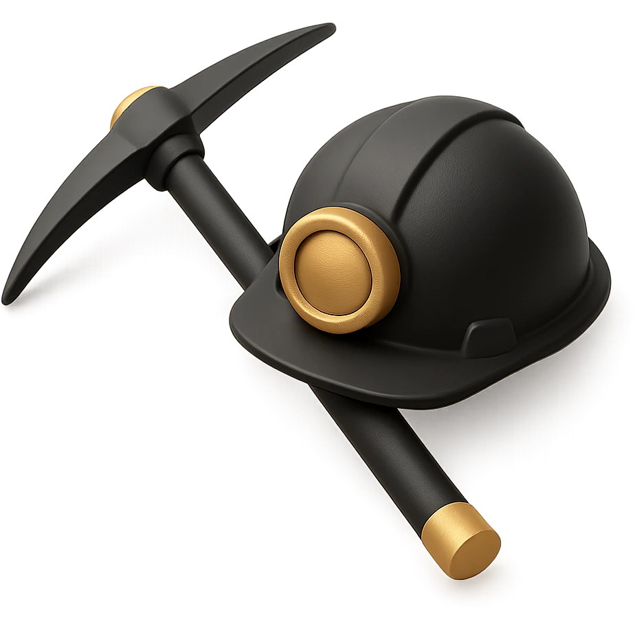 mining industry scene with a pickaxe and helmet emoji
