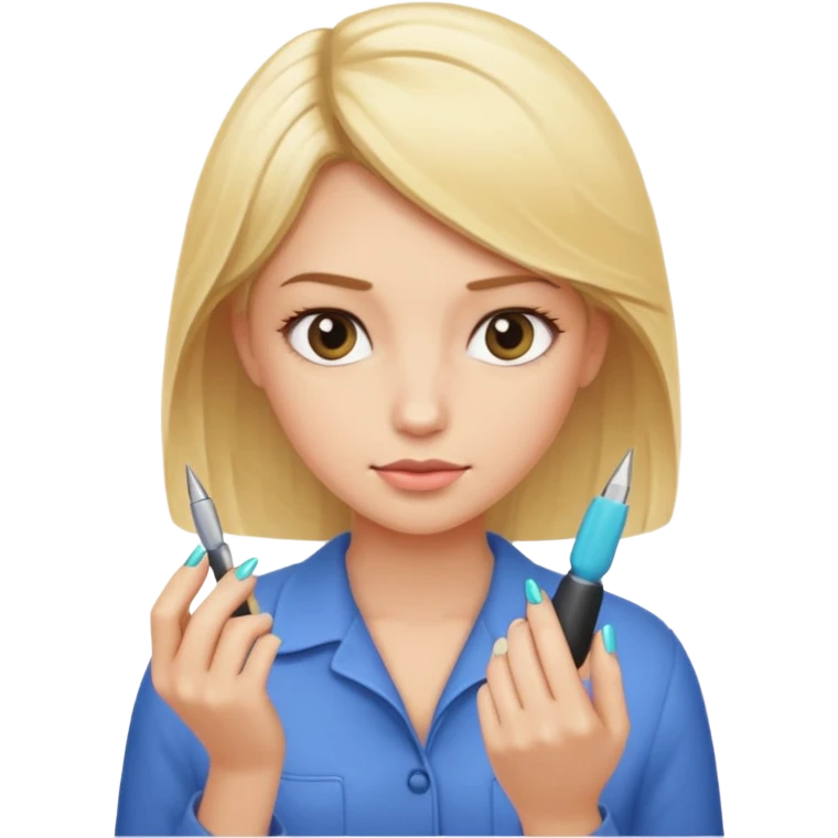 Blondie girl making nails emoji