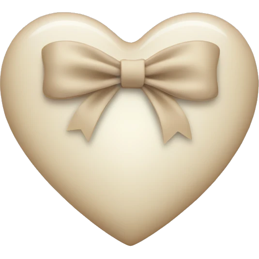 white heart with beige bow emoji