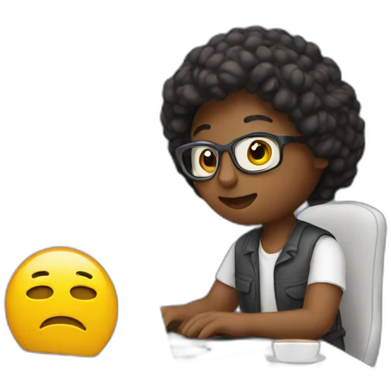marketer working on a macbook emoji