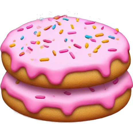 side view, pile of pink iced cookie with sprinkles emoji