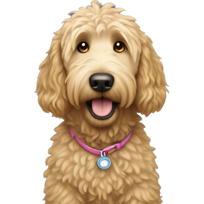 Golden doodle wearing crocs emoji