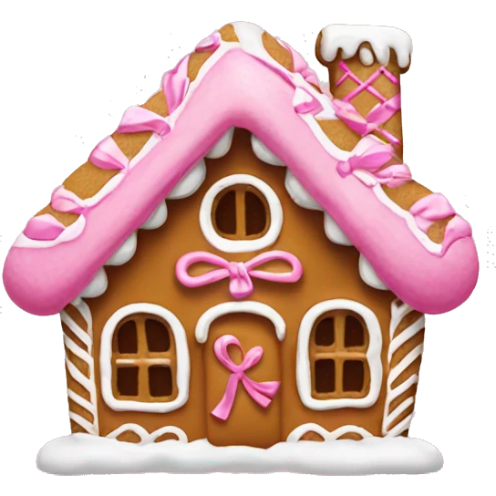 Gingerbread house with a pink bow  emoji