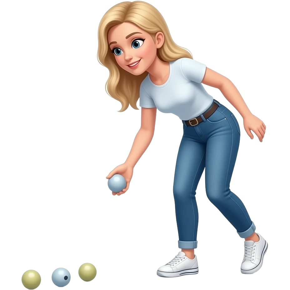 Woman dressed casually with long blond hair playing petanque emoji