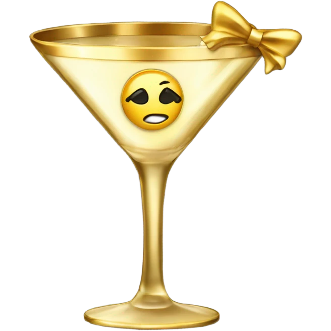 gold rimmed martini glass with tiny gold bows emoji