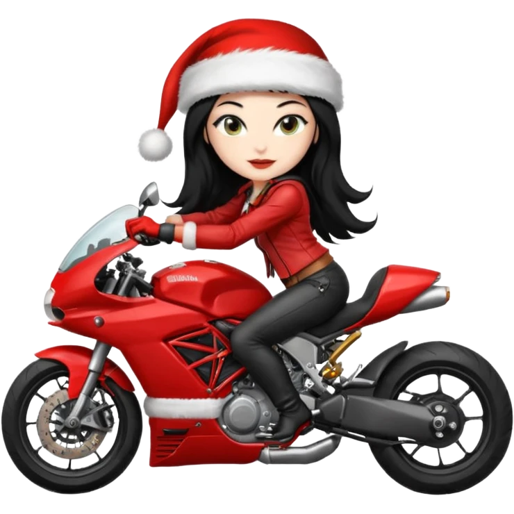 biker girl black long hair moto christmas ducati emoji