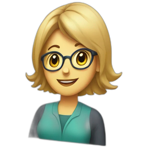a macbook pro screen that has a video call showing a friendly female therapist emoji