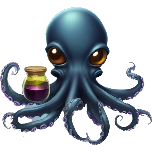 Black Alien Octopus with potion  emoji