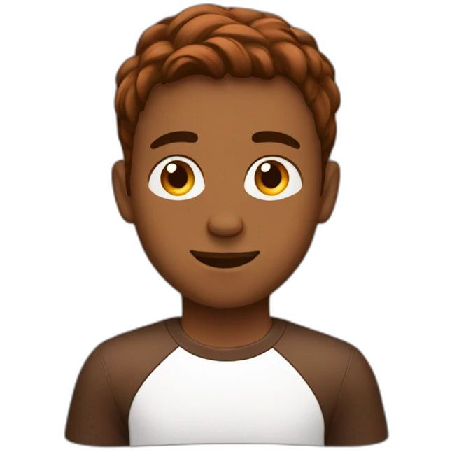 Young man behind a laptop hair chestnut color emoji