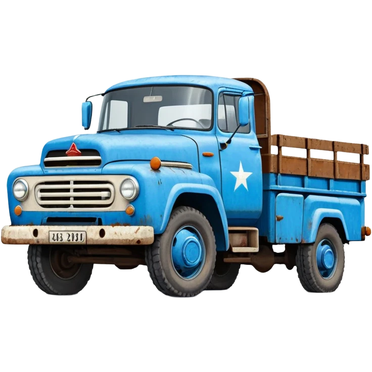 ZIL-130 Soviet truck with blue cabin and flatbed, classic Russian cargo truck from 1960s emoji