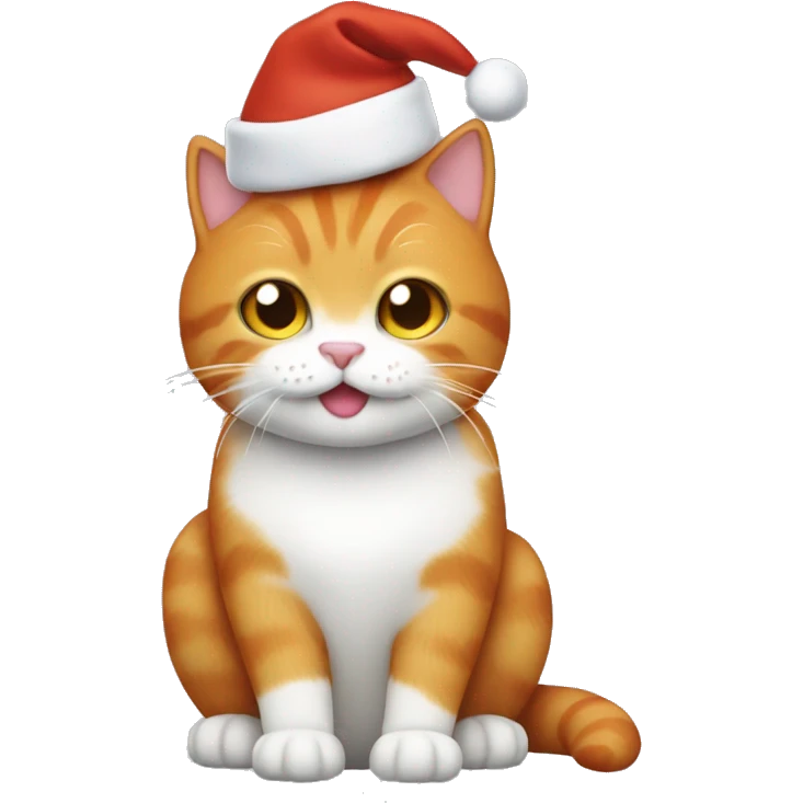 ginger cat with white chest and a little christmas hat on emoji