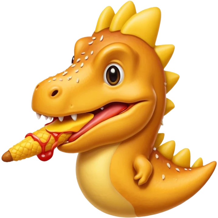 Dino with a corn dog  emoji