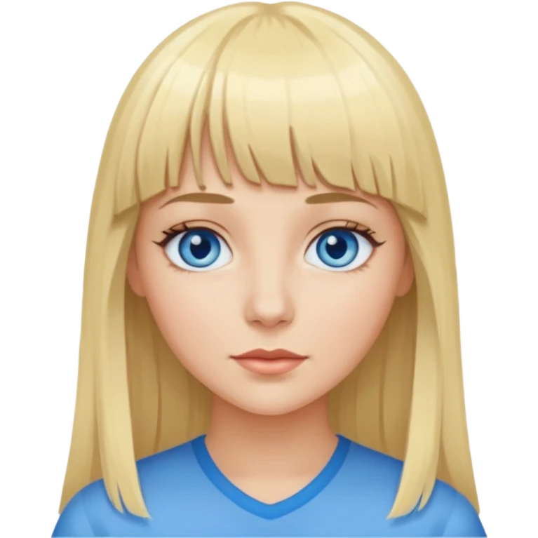 Beautiful barbie blonde with blue eyes and bangs long hair emoji