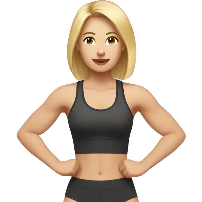 a blonde woman with black eyes doing physical exercises emoji
