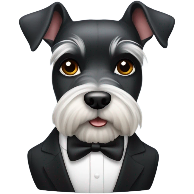 Schnauzer wearing a tuxedo emoji