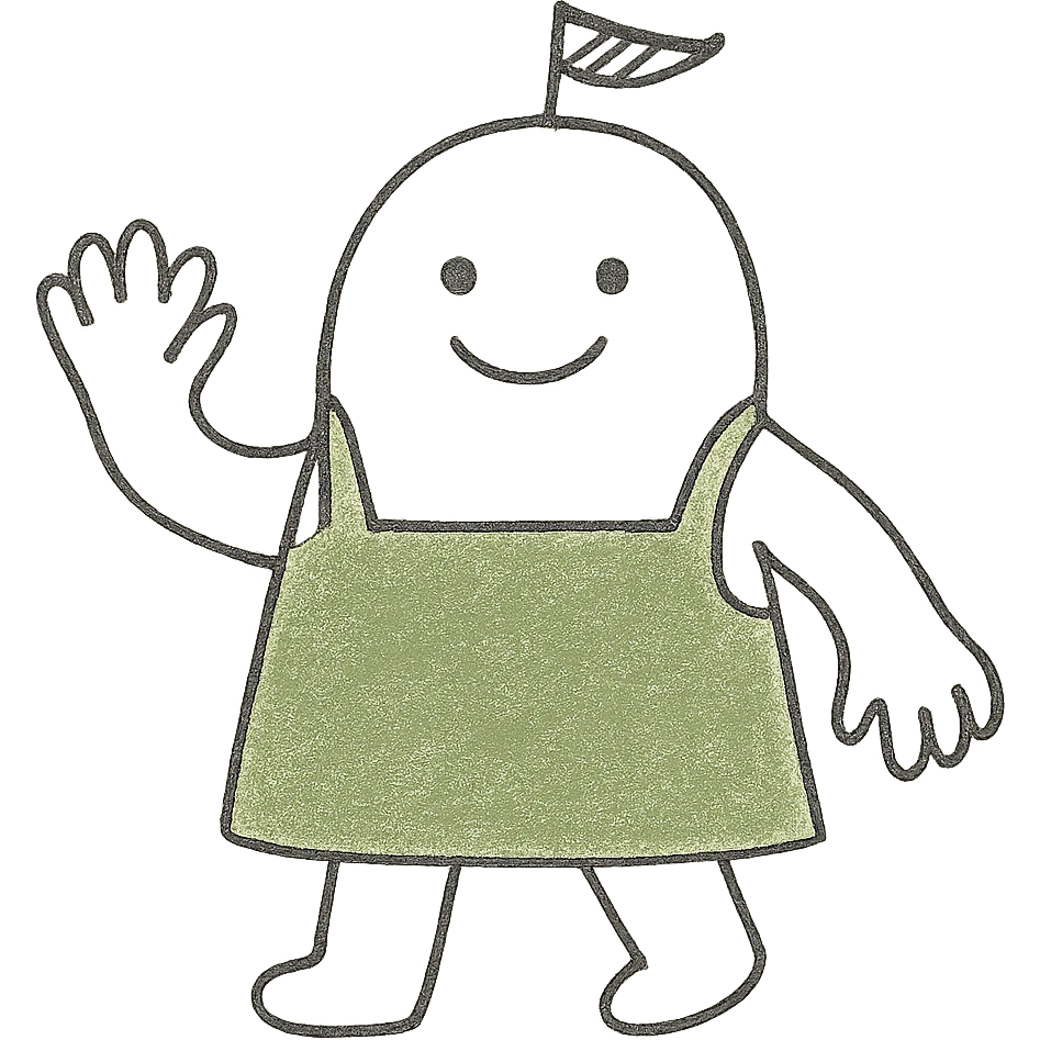 The mascot should be dressed in green clothing typical for grocery store employees emoji