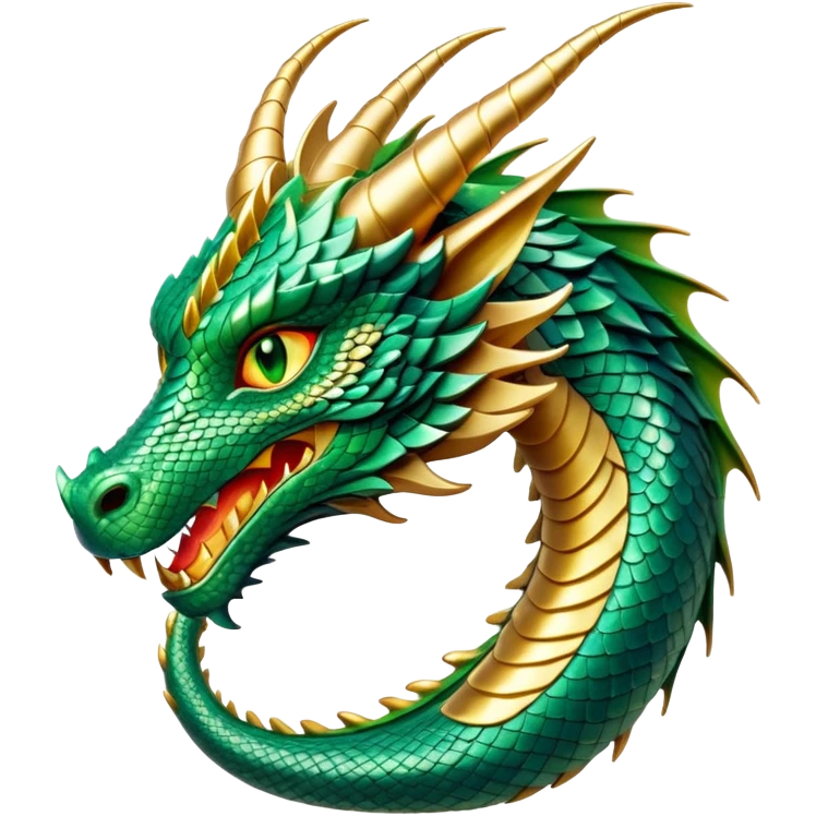 cinematic-noble-dragon-portrait-emoji,-poised-and-majestic,-with-a-sinuous,-elongated-body-covered-in-intricately-detailed,-shimmering-scales-in-hues-of-emerald-and-gold,-and-piercing,-fiery-eyes-that-reflect-ancient-wisdom; emoji