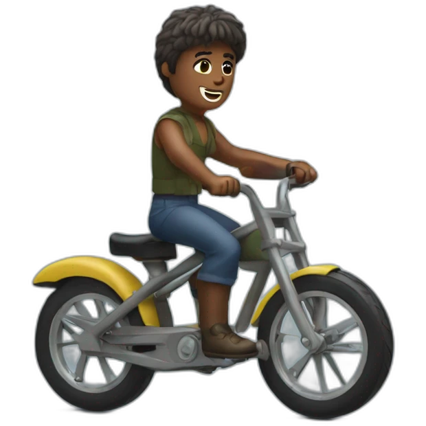 Rambo riding a miniature bicycle emoji