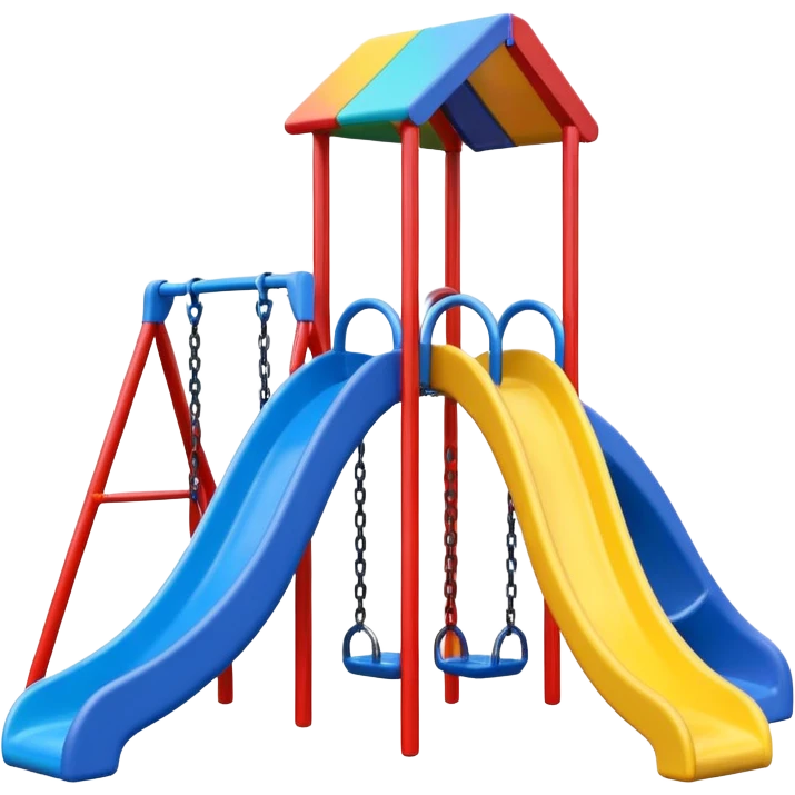fun playground scene, multicolored slide and swings emoji
