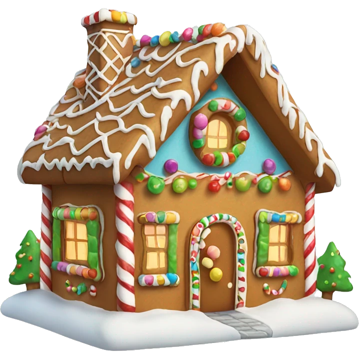 Colorful Gingerbread house for christmas emoji