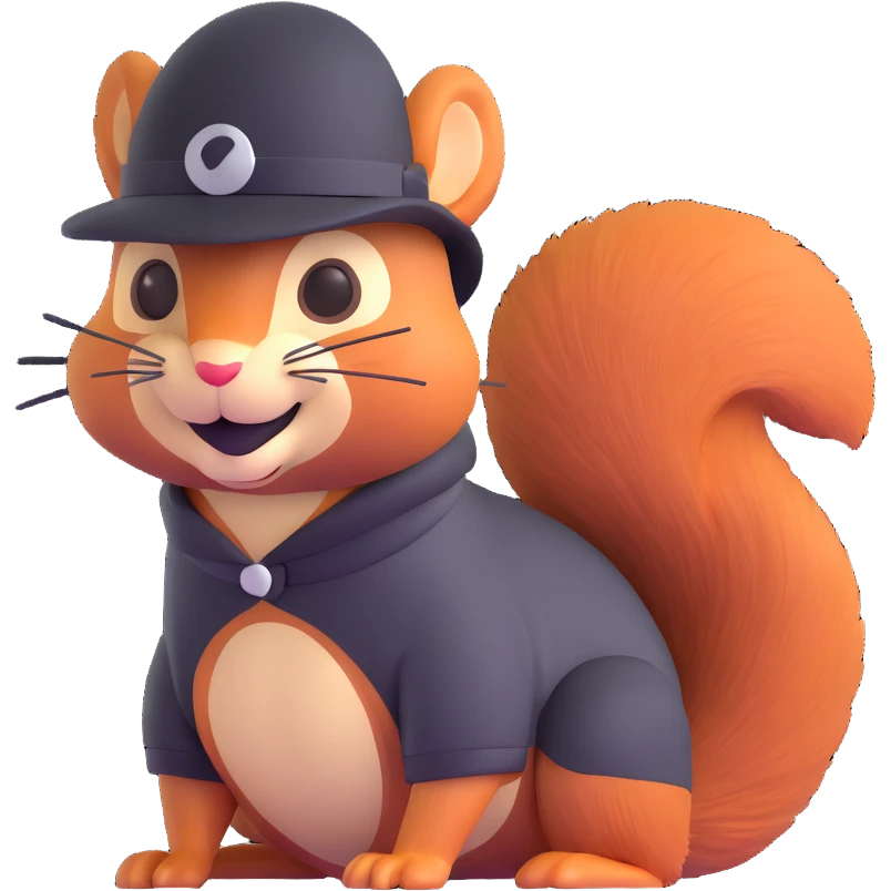 A squirrel wearing a black mask and black hat like Zorro emoji