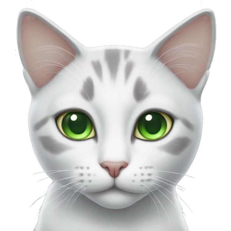 White and grey cat with green eyes  emoji