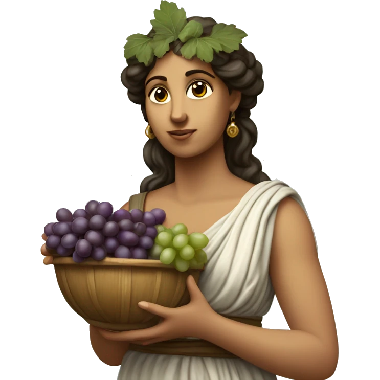 Greek Sappho holds a bunch of grapes in her hand emoji