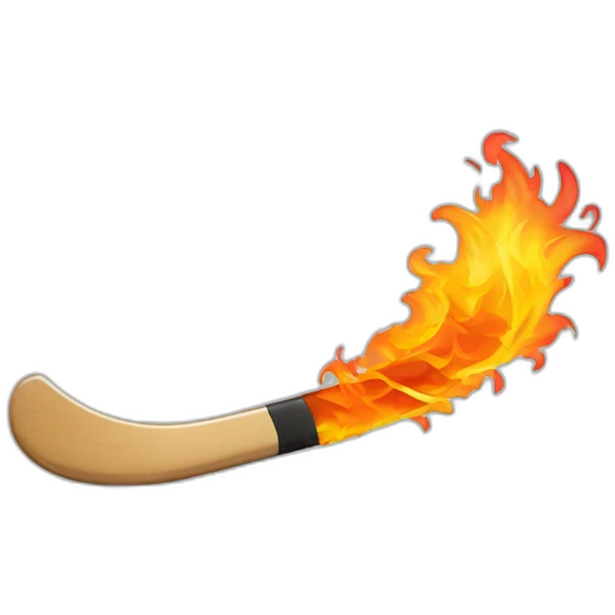 hockey stick on fire emoji