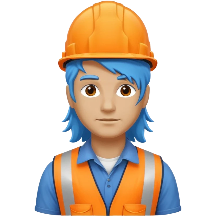 construction worker with long blue hair emoji