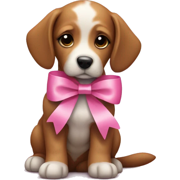 puppy with pink ribbon emoji