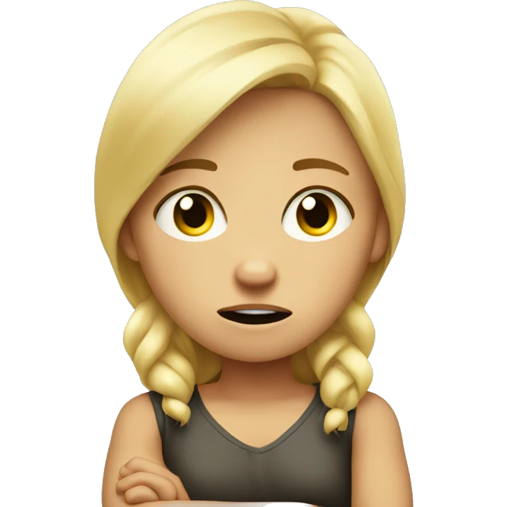 angry blonde  child sitting with arms folded emoji