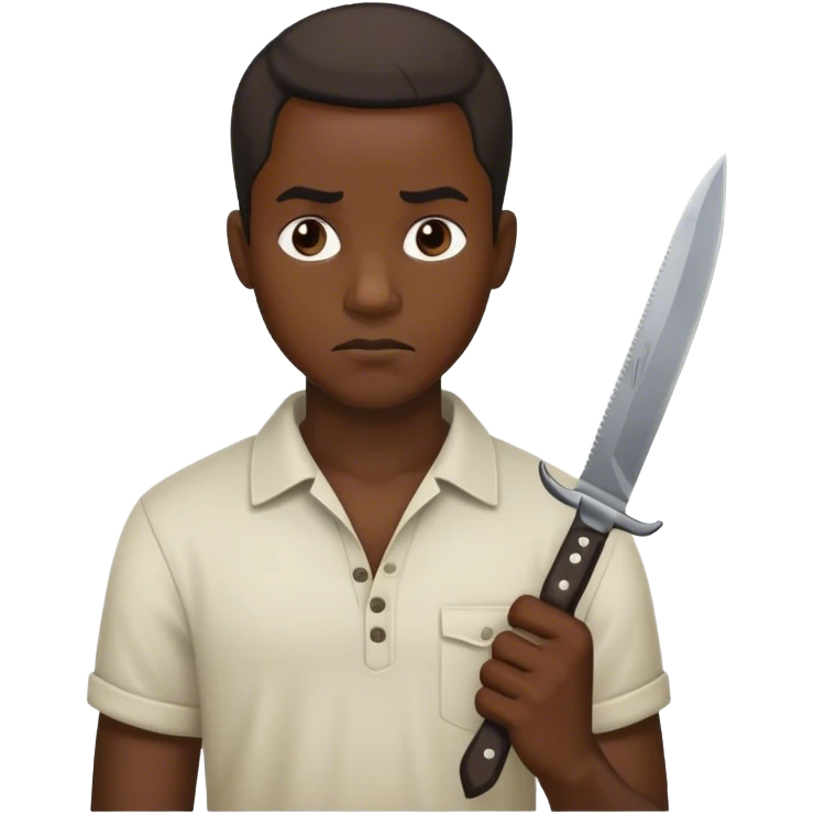 Homme noir avec un couteau en main qui il a un regard sombre  emoji