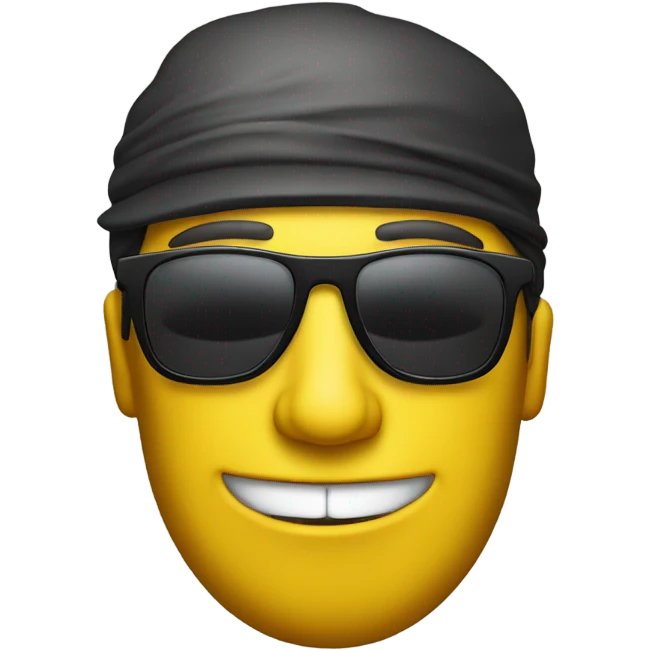 Yellow face man with sunglasses smirking to the left emoji