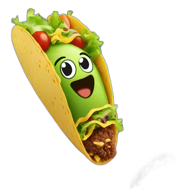A taco blasting off into space, representing the idea of "out of this world" tacos. emoji