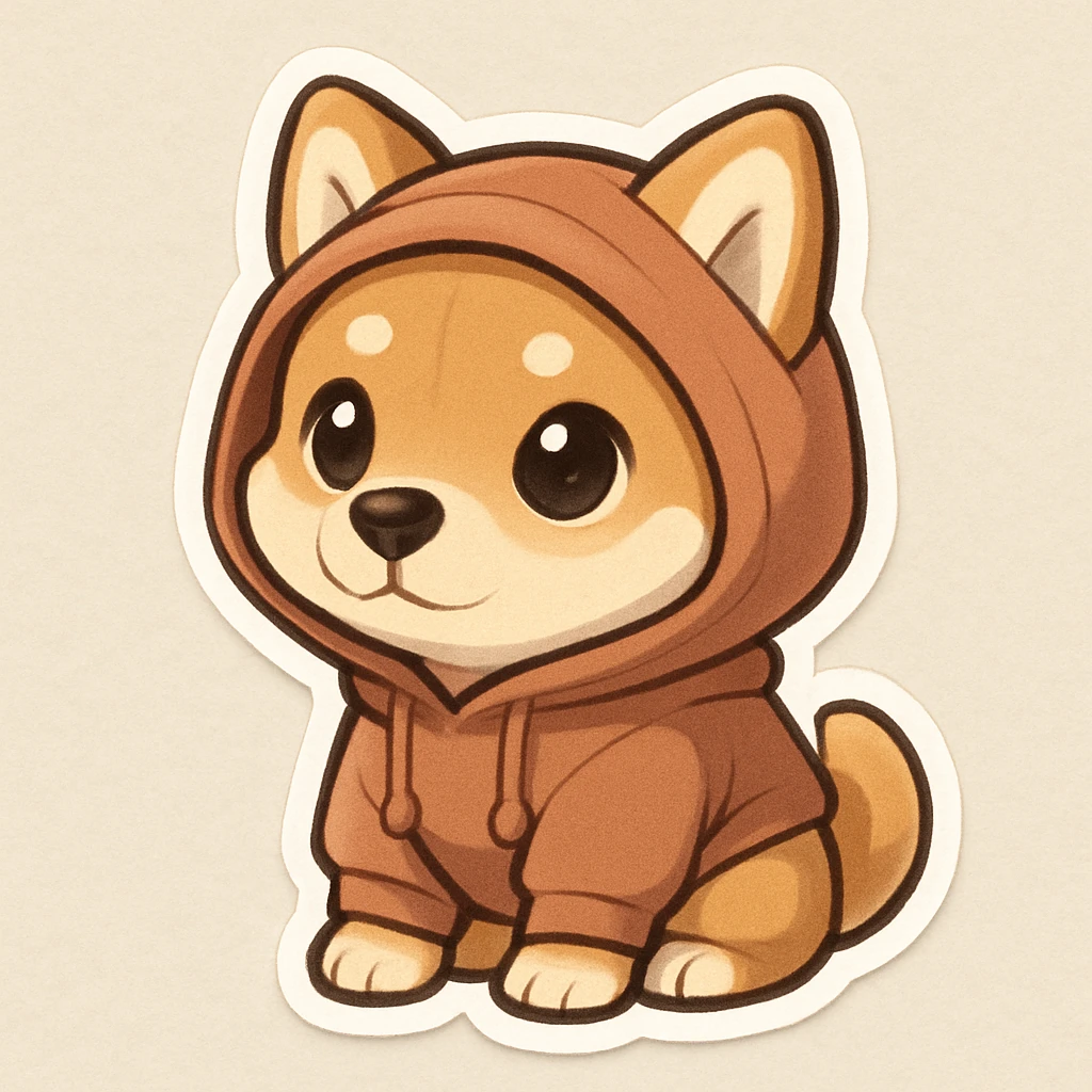 Dog wearing hoodie emoji