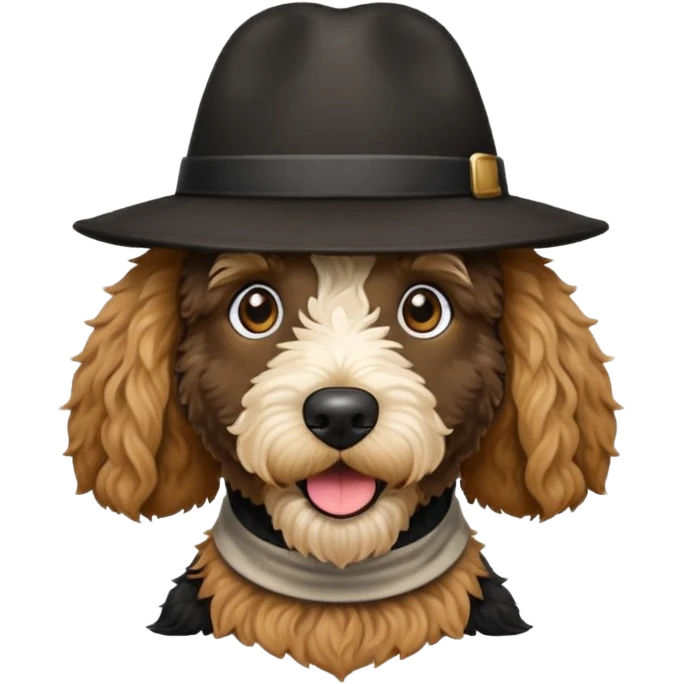 Black golden doodle crazy with a hat emoji
