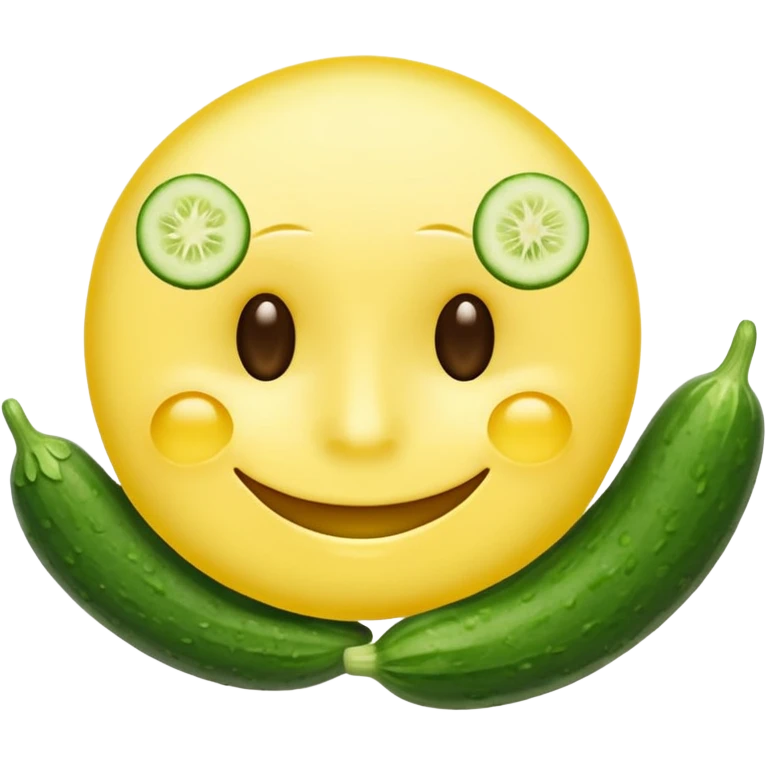 resting yellow smiley face with cucumbers slices over each of its eyes as if it was in a spa emoji