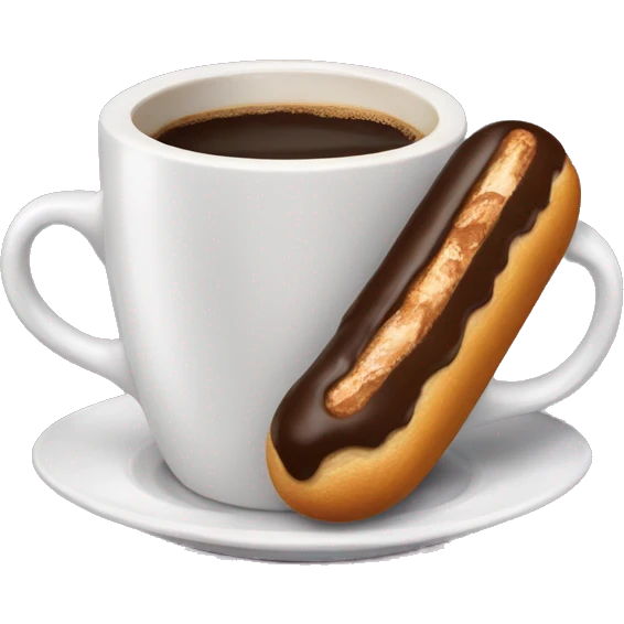 Coffee cup with one eclair emoji