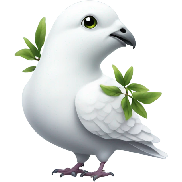a white pigeon with a green twig in its beak emoji